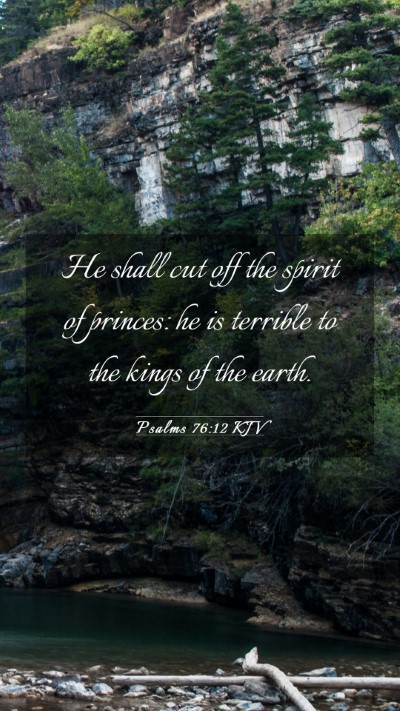 Picture 03 - Psalms 76:12 KJV Mobile Phone Wallpaper - He shall cut off the spirit of princes: he is - Mobile Bible Verse Wallpaper