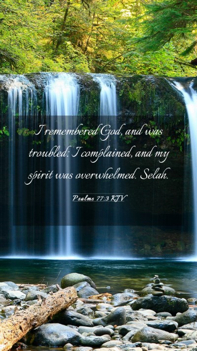 Picture 03 - Psalms 77:3 KJV Mobile Phone Wallpaper - I remembered God, and was troubled: I complained, - Mobile Bible Verse Wallpaper