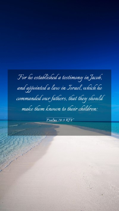 Picture 03 - Psalms 78:5 KJV Mobile Phone Wallpaper - For he established a testimony in Jacob, and - Mobile Bible Verse Wallpaper