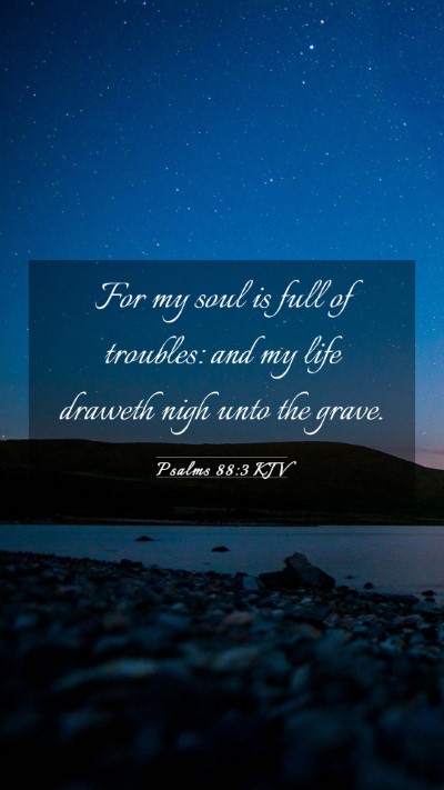 Picture 03 - Psalms 88:3 KJV Mobile Phone Wallpaper - For my soul is full of troubles: and my life - Mobile Bible Verse Wallpaper