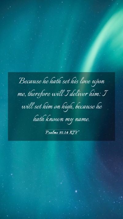 Picture 03 - Psalms 91:14 KJV Mobile Phone Wallpaper - Because he hath set his love upon me, therefore - Mobile Bible Verse Wallpaper