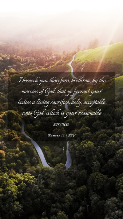 Picture 03 - Romans 12:1 KJV Mobile Phone Wallpaper - I beseech you therefore, brethren, by the mercies - Mobile Bible Verse Wallpaper
