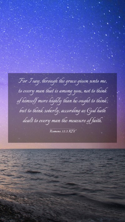 Picture 03 - Romans 12:3 KJV Mobile Phone Wallpaper - For I say, through the grace given unto me, to - Mobile Bible Verse Wallpaper
