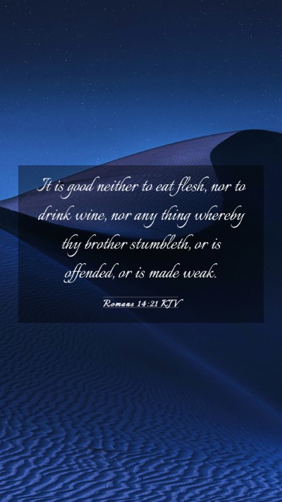 Picture 03 - Romans 14:21 KJV Mobile Phone Wallpaper - It is good neither to eat flesh, nor to drink - Mobile Bible Verse Wallpaper