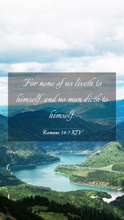 Picture 03 - Romans 14:7 KJV Mobile Phone Wallpaper - For none of us liveth to himself, and no man - Mobile Bible Verse Wallpaper