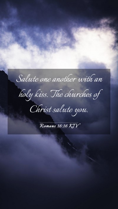 Picture 03 - Romans 16:16 KJV Mobile Phone Wallpaper - Salute one another with an holy kiss. The - Mobile Bible Verse Wallpaper
