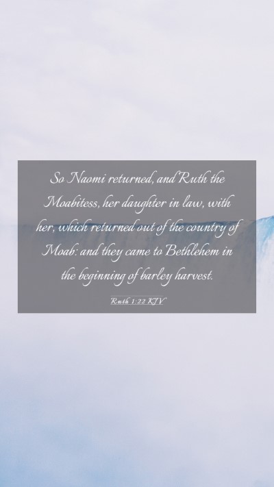 Picture 03 - Ruth 1:22 KJV Mobile Phone Wallpaper - So Naomi returned, and Ruth the Moabitess, her - Mobile Bible Verse Wallpaper
