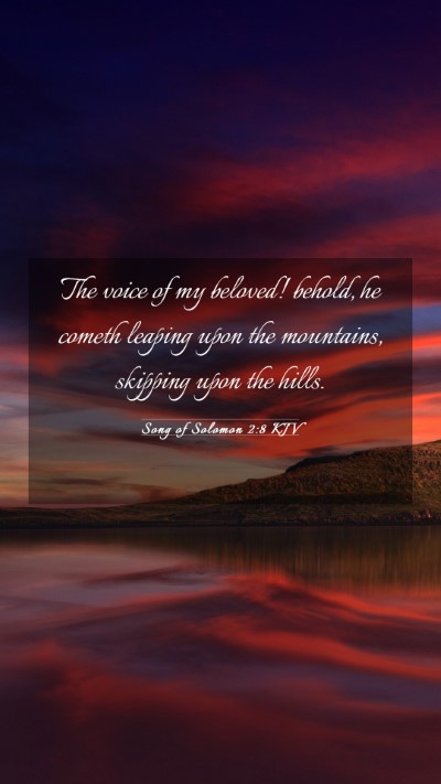 Picture 03 - Song of Solomon 2:8 KJV Mobile Phone Wallpaper - The voice of my beloved! behold, he cometh - Mobile Bible Verse Wallpaper