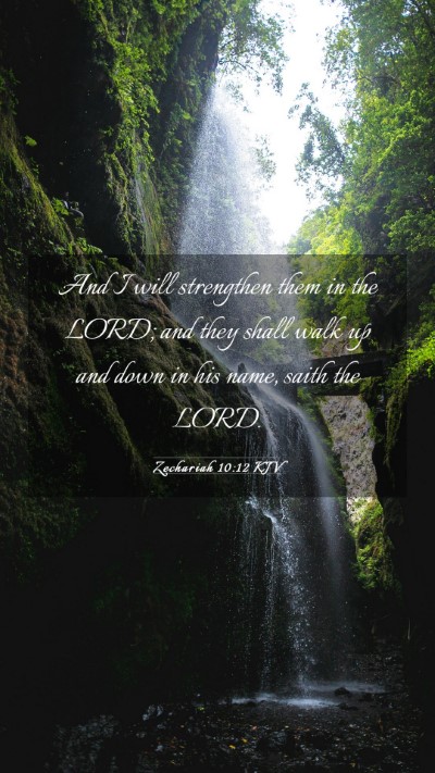 Picture 03 - Zechariah 10:12 KJV Mobile Phone Wallpaper - And I will strengthen them in the LORD; and they - Mobile Bible Verse Wallpaper