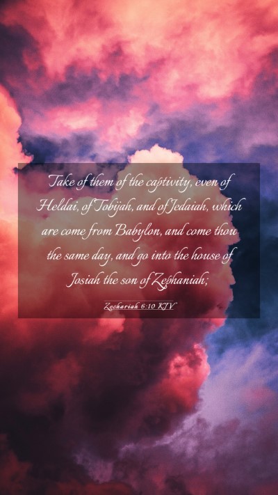 Picture 03 - Zechariah 6:10 KJV Mobile Phone Wallpaper - Take of them of the captivity, even of Heldai, of - Mobile Bible Verse Wallpaper