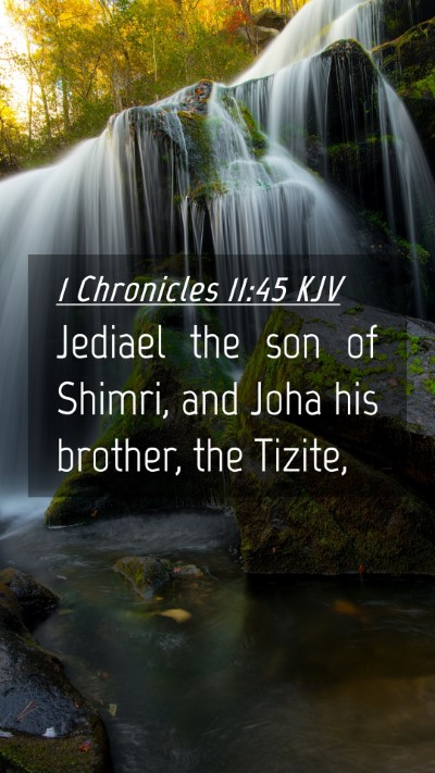 Picture 04 - 1 Chronicles 11:45 KJV Mobile Phone Wallpaper - Jediael the son of Shimri, and Joha his brother, - Mobile Bible Verse Wallpaper