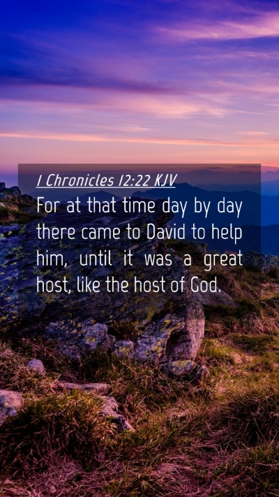 Picture 04 - 1 Chronicles 12:22 KJV Mobile Phone Wallpaper - For at that time day by day there came to David - Mobile Bible Verse Wallpaper