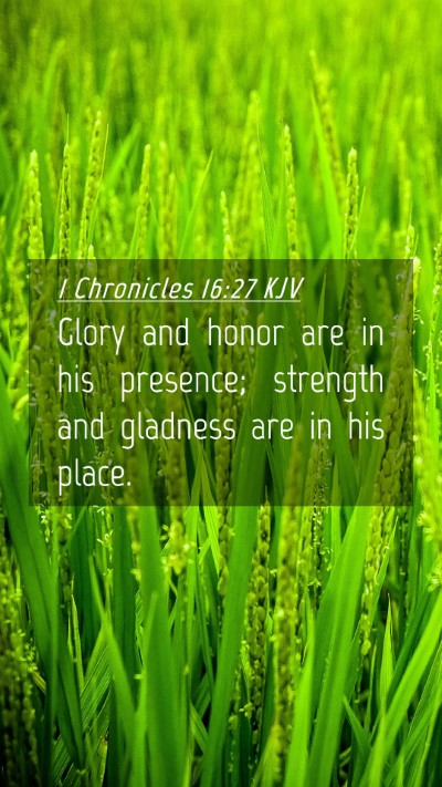 Picture 04 - 1 Chronicles 16:27 KJV Mobile Phone Wallpaper - Glory and honor are in his presence; strength and - Mobile Bible Verse Wallpaper