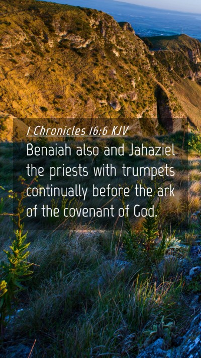 Picture 04 - 1 Chronicles 16:6 KJV Mobile Phone Wallpaper - Benaiah also and Jahaziel the priests with - Mobile Bible Verse Wallpaper