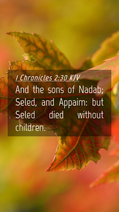 Picture 04 - 1 Chronicles 2:30 KJV Mobile Phone Wallpaper - And the sons of Nadab; Seled, and Appaim: but - Mobile Bible Verse Wallpaper