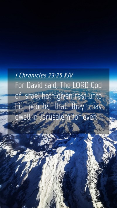 Picture 04 - 1 Chronicles 23:25 KJV Mobile Phone Wallpaper - For David said, The LORD God of Israel hath given - Mobile Bible Verse Wallpaper