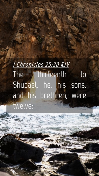 Picture 04 - 1 Chronicles 25:20 KJV Mobile Phone Wallpaper - The thirteenth to Shubael, he, his sons, and his - Mobile Bible Verse Wallpaper