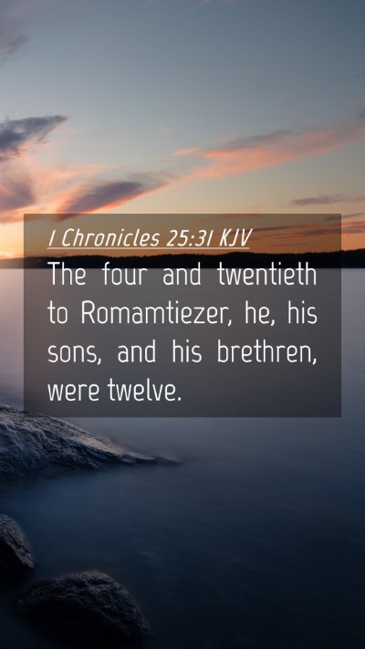 Picture 04 - 1 Chronicles 25:31 KJV Mobile Phone Wallpaper - The four and twentieth to Romamtiezer, he, his - Mobile Bible Verse Wallpaper