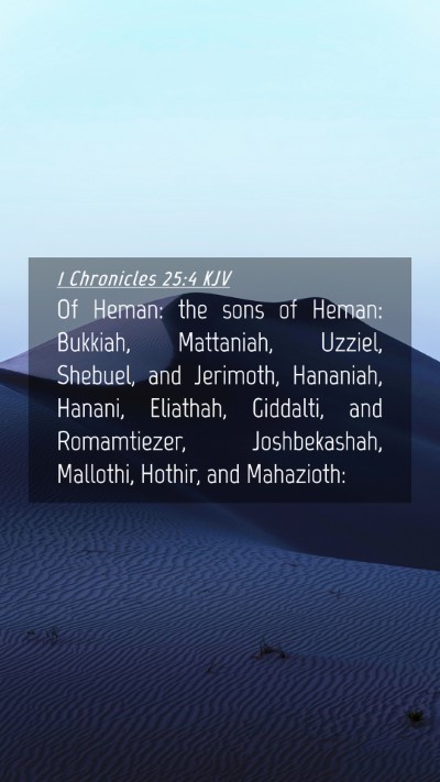Picture 04 - 1 Chronicles 25:4 KJV Mobile Phone Wallpaper - Of Heman: the sons of Heman: Bukkiah, Mattaniah, - Mobile Bible Verse Wallpaper