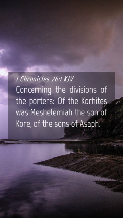 Picture 04 - 1 Chronicles 26:1 KJV Mobile Phone Wallpaper - Concerning the divisions of the porters: Of the - Mobile Bible Verse Wallpaper