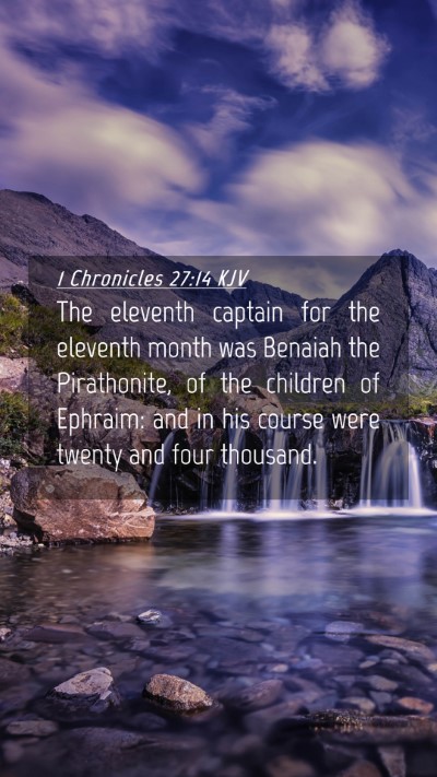 Picture 04 - 1 Chronicles 27:14 KJV Mobile Phone Wallpaper - The eleventh captain for the eleventh month was - Mobile Bible Verse Wallpaper