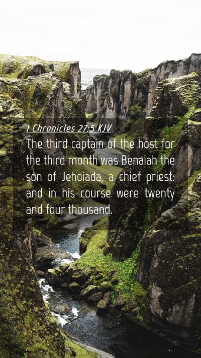 Picture 04 - 1 Chronicles 27:5 KJV Mobile Phone Wallpaper - The third captain of the host for the third month - Mobile Bible Verse Wallpaper