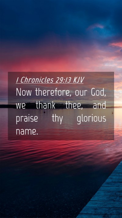 Picture 04 - 1 Chronicles 29:13 KJV Mobile Phone Wallpaper - Now therefore, our God, we thank thee, and praise - Mobile Bible Verse Wallpaper