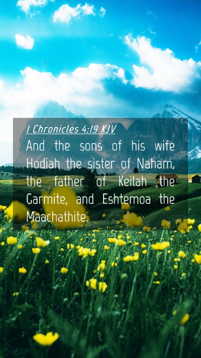 Picture 04 - 1 Chronicles 4:19 KJV Mobile Phone Wallpaper - And the sons of his wife Hodiah the sister of - Mobile Bible Verse Wallpaper