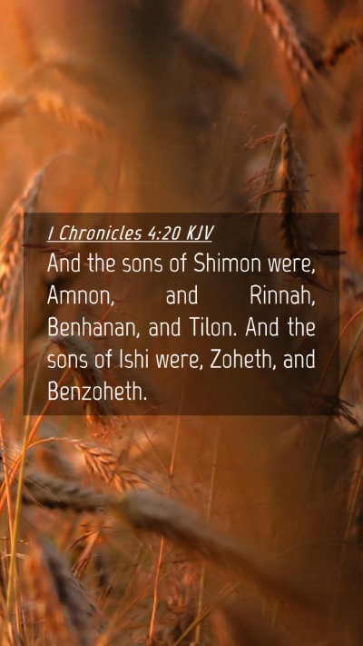 Picture 04 - 1 Chronicles 4:20 KJV Mobile Phone Wallpaper - And the sons of Shimon were, Amnon, and Rinnah, - Mobile Bible Verse Wallpaper