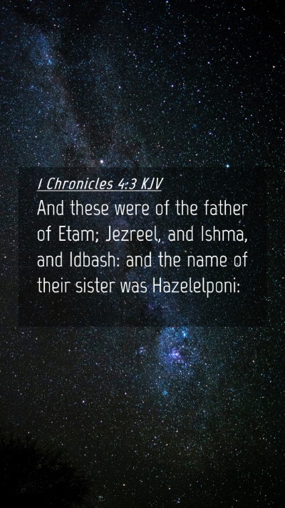 Picture 04 - 1 Chronicles 4:3 KJV Mobile Phone Wallpaper - And these were of the father of Etam; Jezreel, - Mobile Bible Verse Wallpaper
