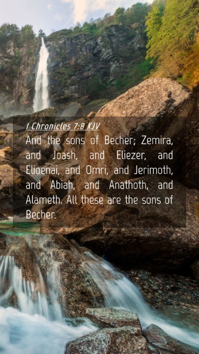 Picture 04 - 1 Chronicles 7:8 KJV Mobile Phone Wallpaper - And the sons of Becher; Zemira, and Joash, and - Mobile Bible Verse Wallpaper