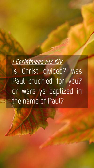 Picture 04 - 1 Corinthians 1:13 KJV Mobile Phone Wallpaper - Is Christ divided? was Paul crucified for you? or - Mobile Bible Verse Wallpaper
