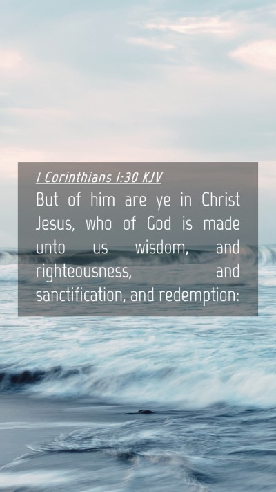 Picture 04 - 1 Corinthians 1:30 KJV Mobile Phone Wallpaper - But of him are ye in Christ Jesus, who of God is - Mobile Bible Verse Wallpaper
