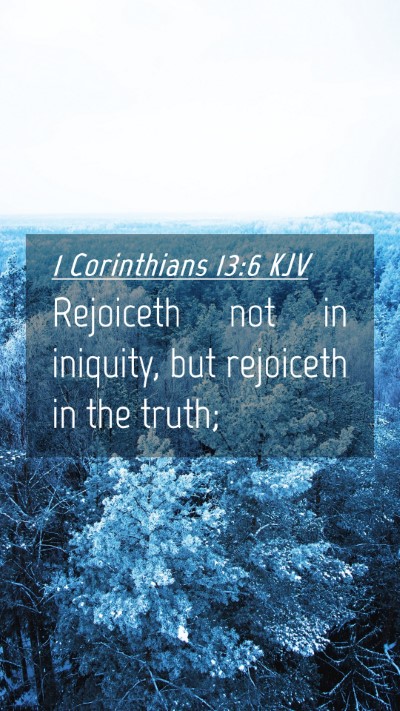 Picture 04 - 1 Corinthians 13:6 KJV Mobile Phone Wallpaper - Rejoiceth not in iniquity, but rejoiceth in the - Mobile Bible Verse Wallpaper