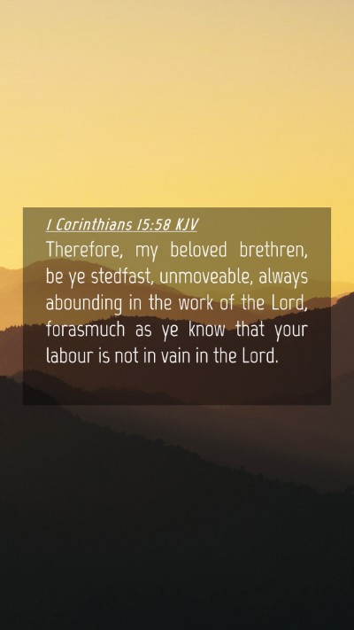 Picture 04 - 1 Corinthians 15:58 KJV Mobile Phone Wallpaper - Therefore, my beloved brethren, be ye stedfast, - Mobile Bible Verse Wallpaper