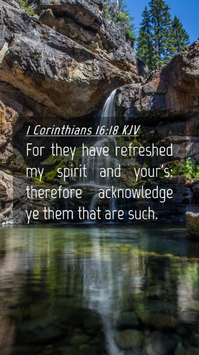 Picture 04 - 1 Corinthians 16:18 KJV Mobile Phone Wallpaper - For they have refreshed my spirit and your's: - Mobile Bible Verse Wallpaper