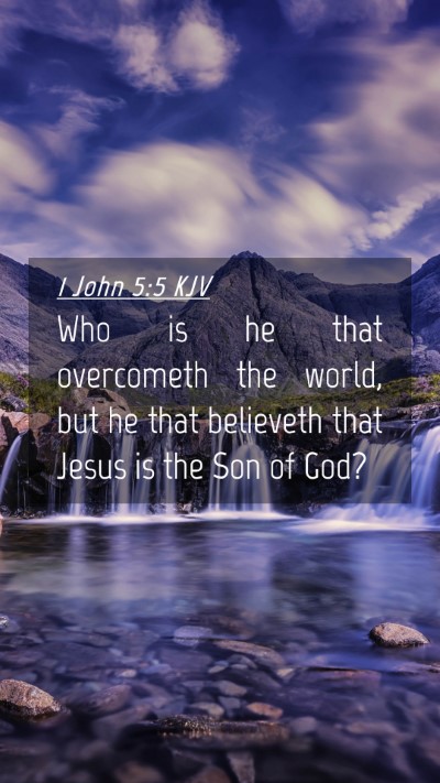 Picture 04 - 1 John 5:5 KJV Mobile Phone Wallpaper - Who is he that overcometh the world, but he that - Mobile Bible Verse Wallpaper