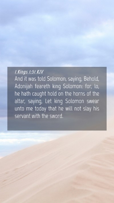 Picture 04 - 1 Kings 1:51 KJV Mobile Phone Wallpaper - And it was told Solomon, saying, Behold, Adonijah - Mobile Bible Verse Wallpaper
