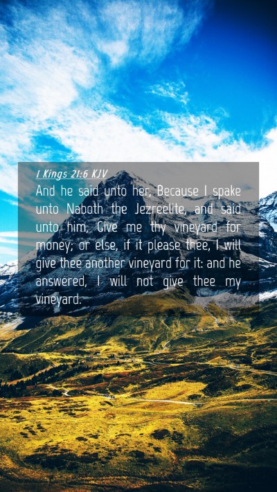 Picture 04 - 1 Kings 21:6 KJV Mobile Phone Wallpaper - And he said unto her, Because I spake unto Naboth - Mobile Bible Verse Wallpaper