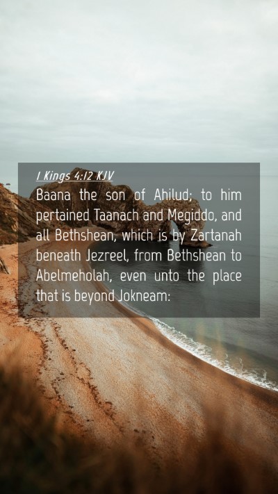 Picture 04 - 1 Kings 4:12 KJV Mobile Phone Wallpaper - Baana the son of Ahilud; to him pertained Taanach - Mobile Bible Verse Wallpaper