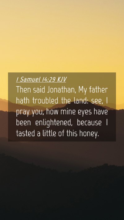 Picture 04 - 1 Samuel 14:29 KJV Mobile Phone Wallpaper - Then said Jonathan, My father hath troubled the - Mobile Bible Verse Wallpaper