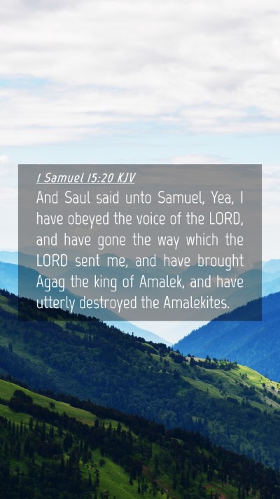Picture 04 - 1 Samuel 15:20 KJV Mobile Phone Wallpaper - And Saul said unto Samuel, Yea, I have obeyed the - Mobile Bible Verse Wallpaper