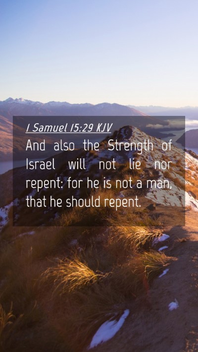 Picture 04 - 1 Samuel 15:29 KJV Mobile Phone Wallpaper - And also the Strength of Israel will not lie nor - Mobile Bible Verse Wallpaper