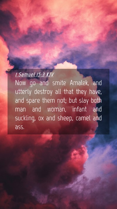 Picture 04 - 1 Samuel 15:3 KJV Mobile Phone Wallpaper - Now go and smite Amalek, and utterly destroy all - Mobile Bible Verse Wallpaper