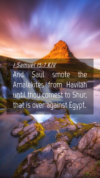 Picture 04 - 1 Samuel 15:7 KJV Mobile Phone Wallpaper - And Saul smote the Amalekites from Havilah until - Mobile Bible Verse Wallpaper