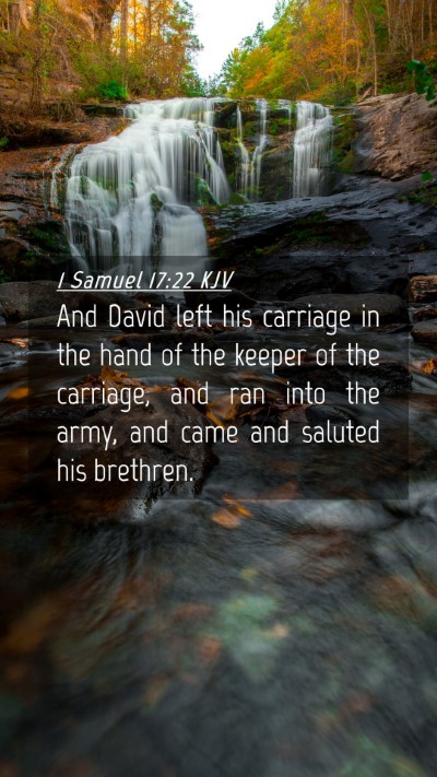 Picture 04 - 1 Samuel 17:22 KJV Mobile Phone Wallpaper - And David left his carriage in the hand of the - Mobile Bible Verse Wallpaper