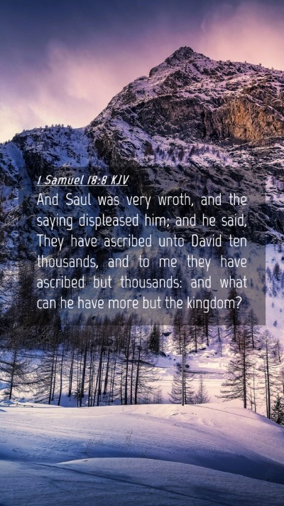 Picture 04 - 1 Samuel 18:8 KJV Mobile Phone Wallpaper - And Saul was very wroth, and the saying - Mobile Bible Verse Wallpaper
