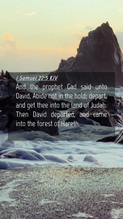 Picture 04 - 1 Samuel 22:5 KJV Mobile Phone Wallpaper - And the prophet Gad said unto David, Abide not in - Mobile Bible Verse Wallpaper