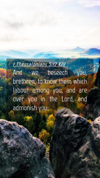 Picture 04 - 1 Thessalonians 5:12 KJV Mobile Phone Wallpaper - And we beseech you, brethren, to know them which - Mobile Bible Verse Wallpaper