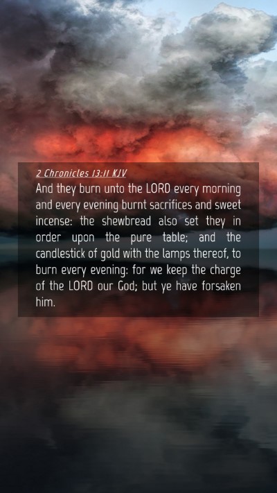 Picture 04 - 2 Chronicles 13:11 KJV Mobile Phone Wallpaper - And they burn unto the LORD every morning and - Mobile Bible Verse Wallpaper